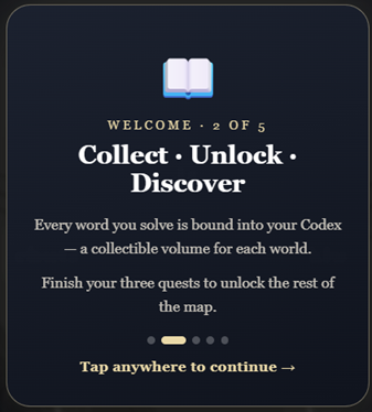 Collect words in a codex you earn and share